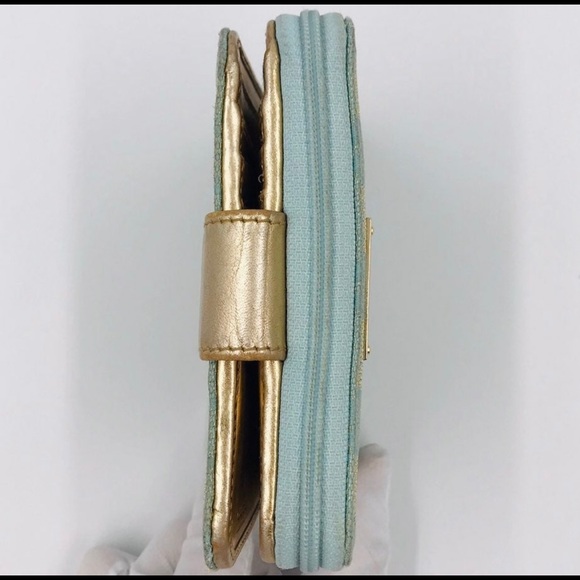 Gucci GG canvas mint green and gold leather wallet - Picture 5 of 13